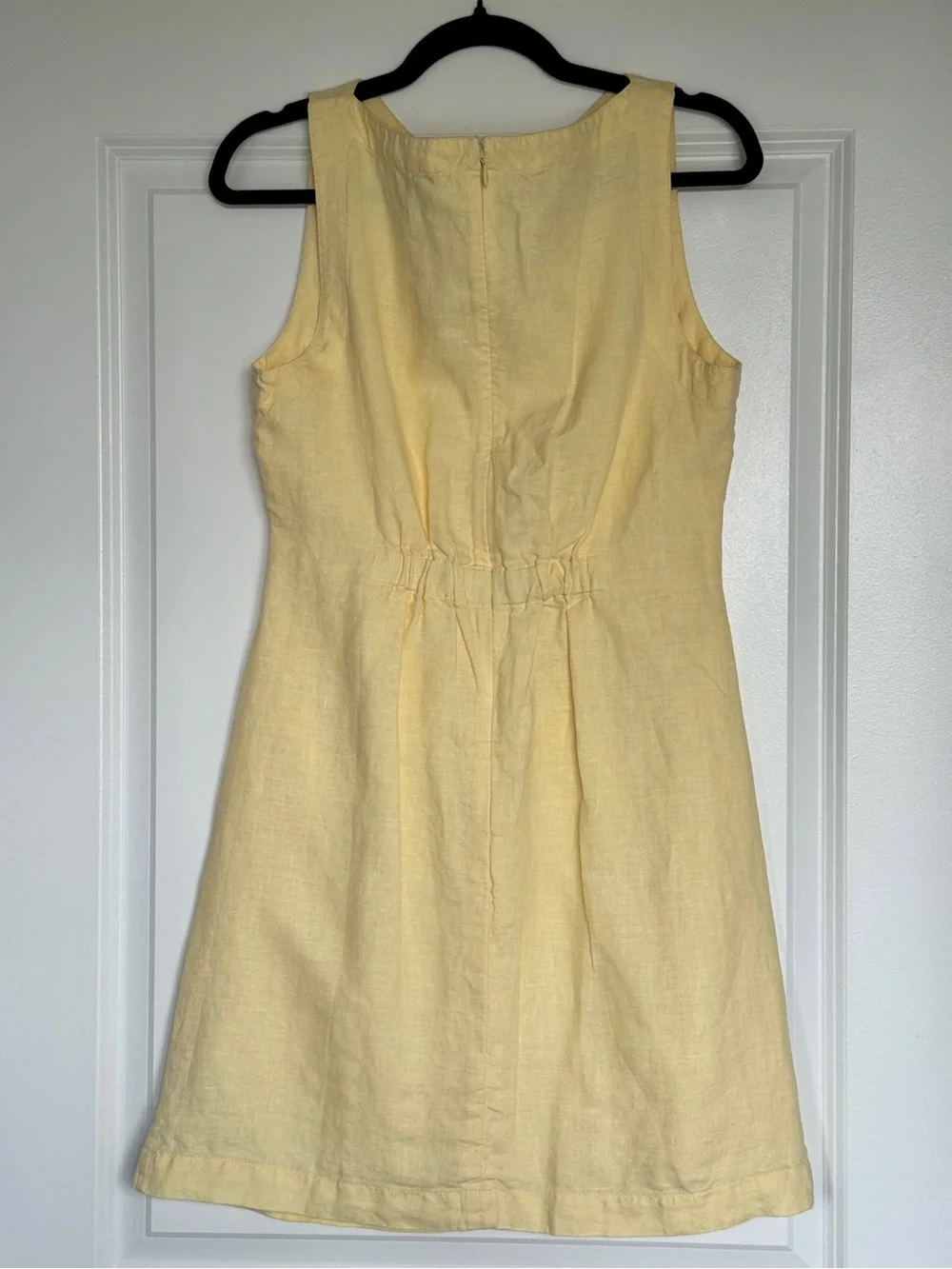 NWT MADEWELL Boatneck Shirred Mini Dress 100% Linen Candlelight 8 Butter Yellow - Picture 4 of 15